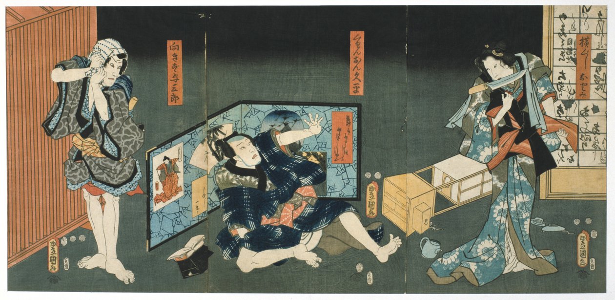 Teaterscenen, 1844 av Utagawa Kunisada