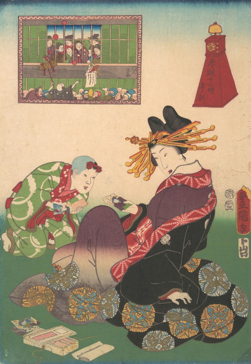 Twelve Hours of Spring Pleasures: Hour of the Goat, 1800-talet., 1800-talet. av Utagawa Kunisada