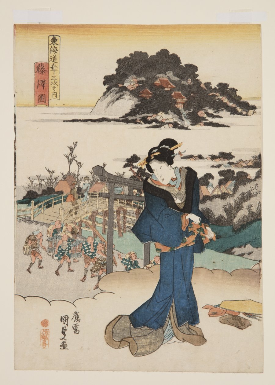 Utsikt över Fujisawa (Fujisawa zu) (träblock i färg) av Utagawa Kunisada