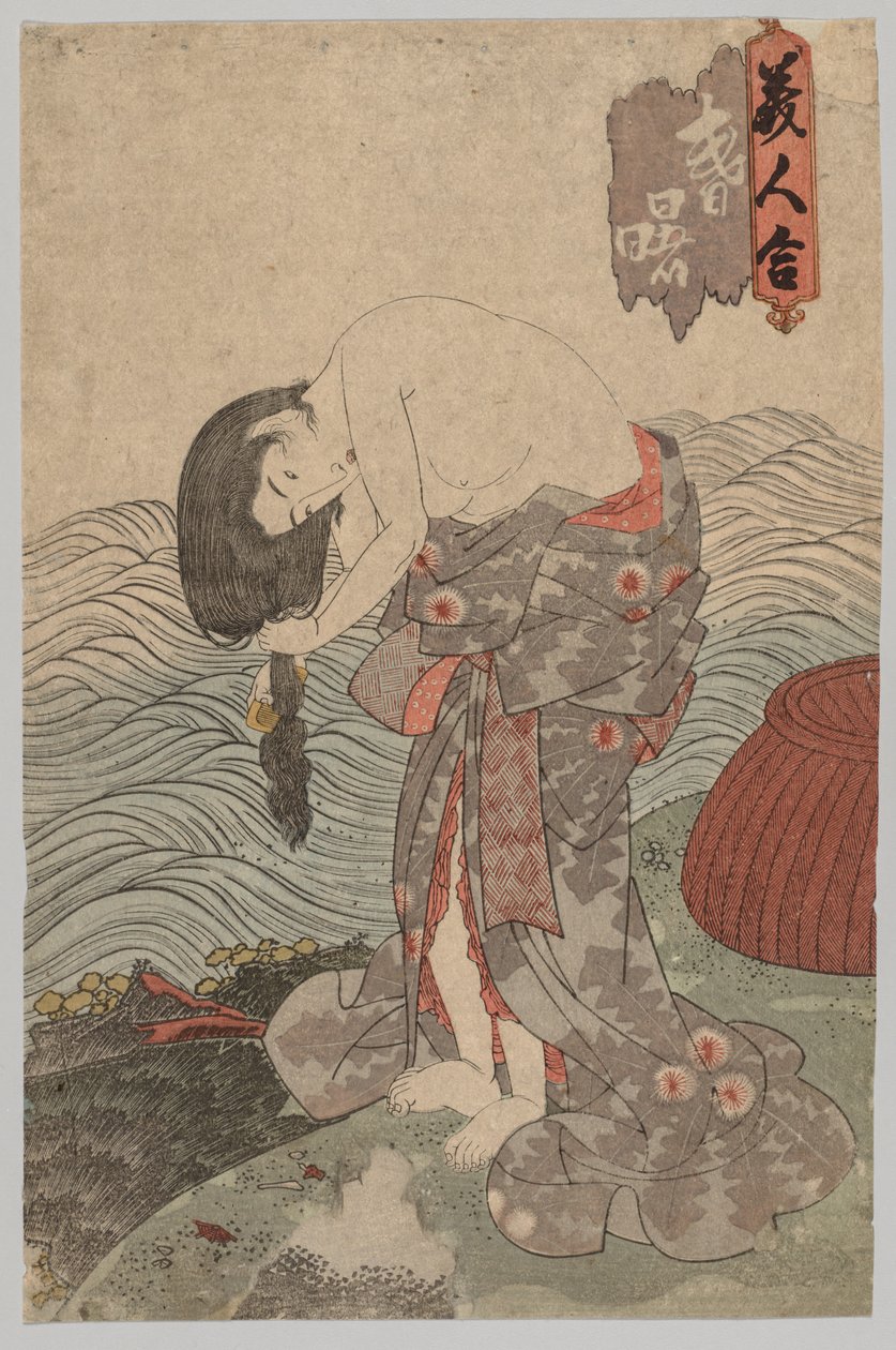Kvinnadykare som kammar sitt hår av Utagawa Kunisada