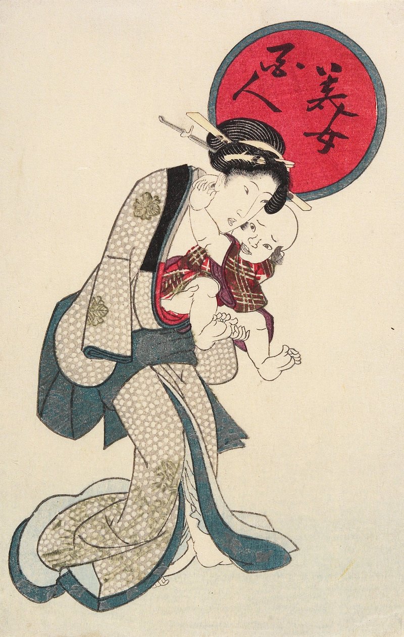 Kvinna med en baby av Utagawa Kunisada