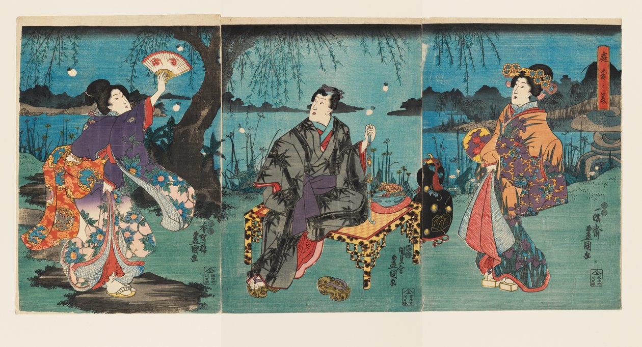 Svalka sig i trädgården av Utagawa Kunisada II