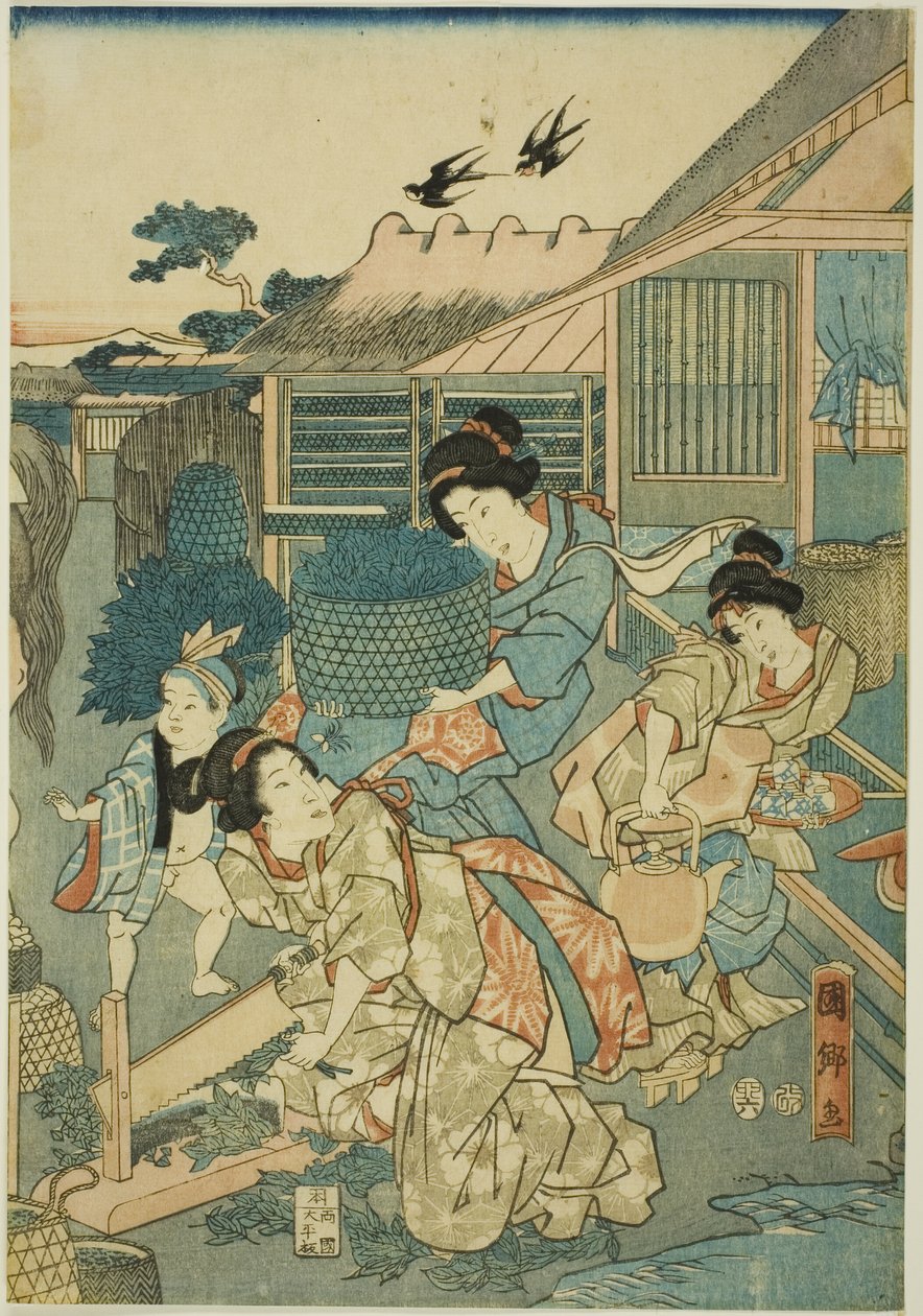 Stort välstånd på sidenfarmen (Kaikoya Daihanjono Zu) av Utagawa Kunisato