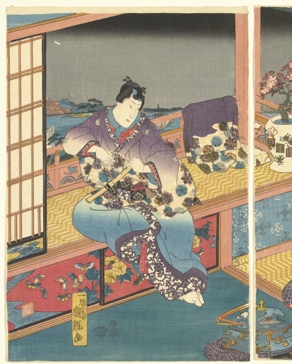 Blommor Snow, Moon and Flowers (serietitel) av Utagawa Kuniteru