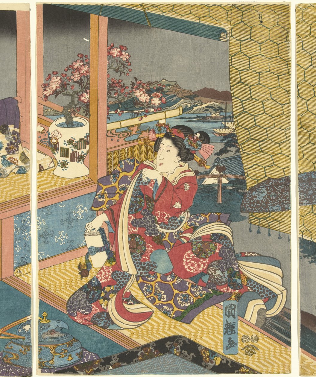 Blommor Snow, Moon and Flowers (serietitel) av Utagawa Kuniteru