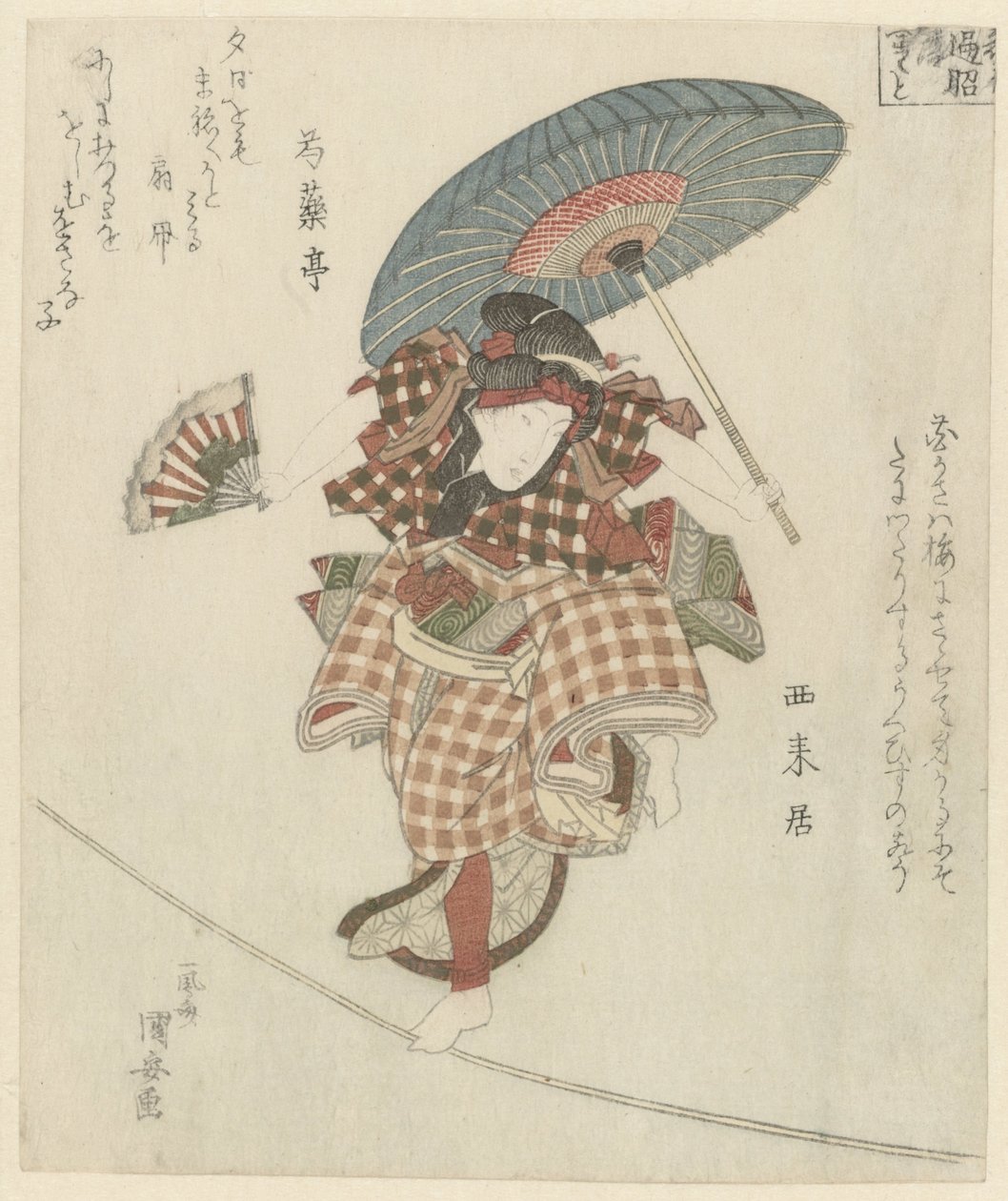 En kvinna som går på ett rep av Utagawa Kuniyasu