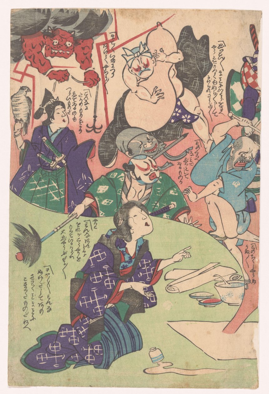 Knästående kvinna Otsu-e (serietitel) av Utagawa Kuniyoshi (possibly)