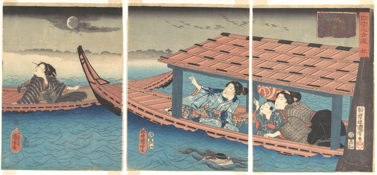 Höst, ur serien Kvinnors nöjen under de fyra årstiderna av Utagawa Kuniyoshi