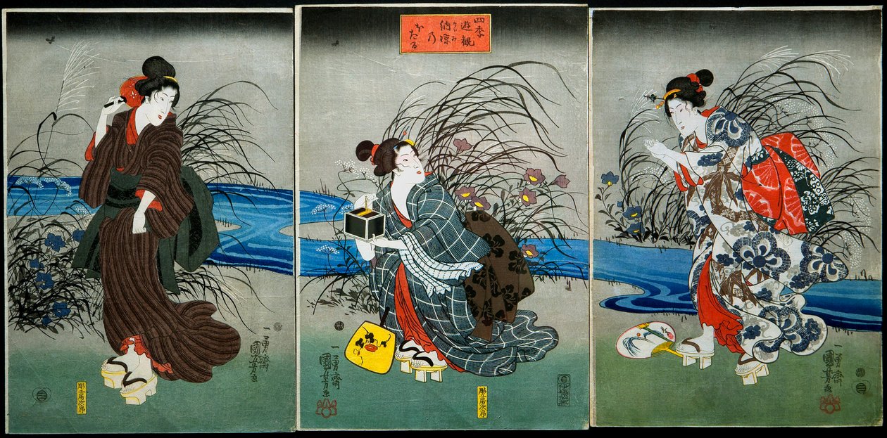 Catching Fireflies in Summer (Nōryō no hotaru) Serie: Amusements of the Four Seasons (Shiki yūkan), ca 1845-1846 av Utagawa Kuniyoshi