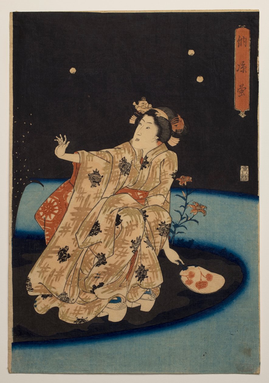 Att fånga eldflugor i kvällssvalkan av Utagawa Kuniyoshi
