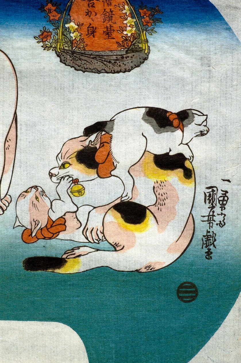 Katter kinesiskt tempellejon av Utagawa Kuniyoshi