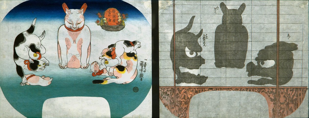 Katter: Kinesiskt tempellejon av Utagawa Kuniyoshi