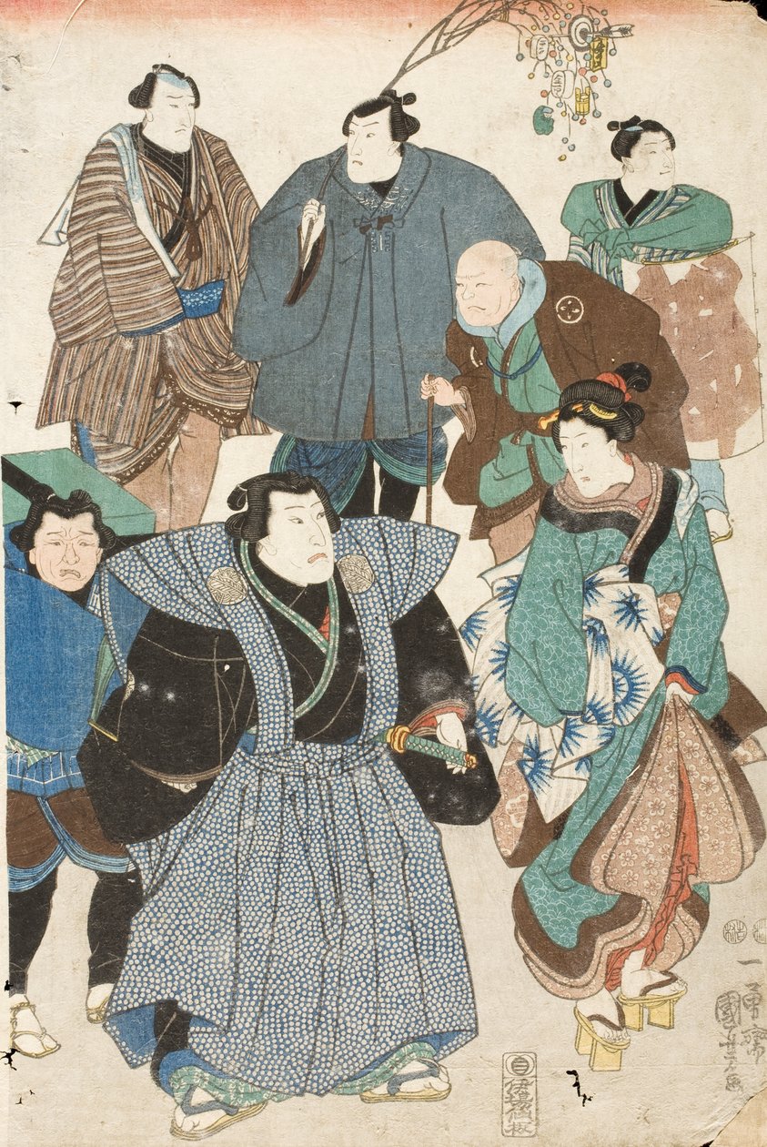 Firande av våren (kabuki-skådespelare förklädda till en gatufolkmassa) av Utagawa Kuniyoshi
