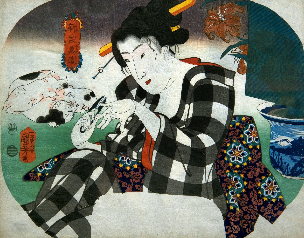 Cutting her nails Series The Universe of Women (Shinramanzō), ca 1843-44 av Utagawa Kuniyoshi