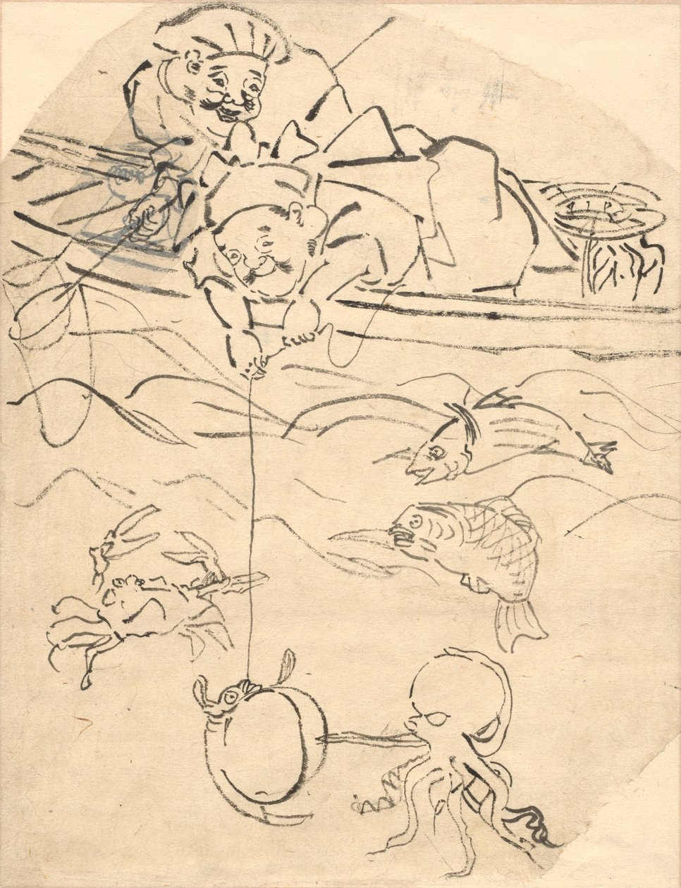 Daikoku och Ebisu, två av de sju lyckans gudar av Utagawa Kuniyoshi