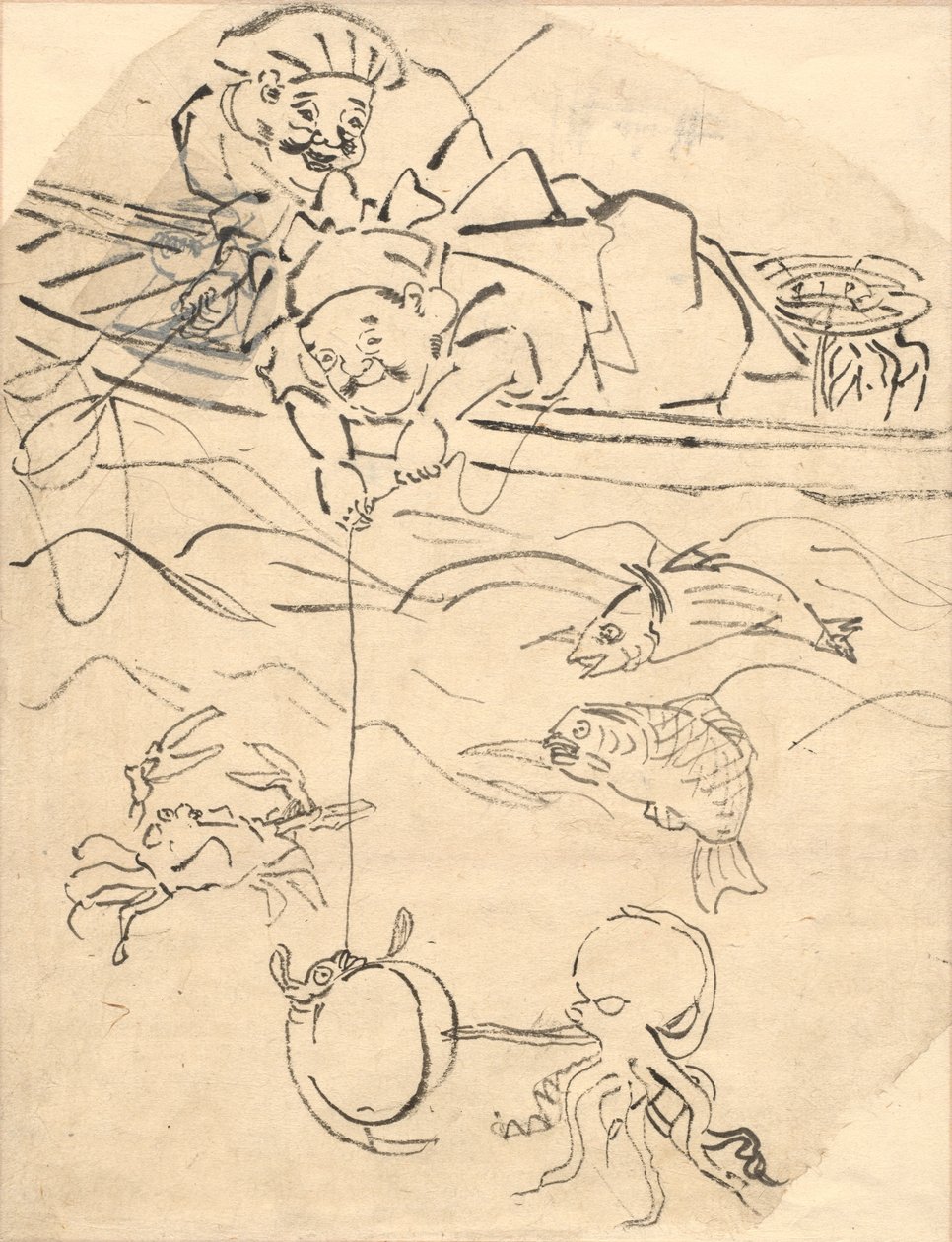 Daikoku och Ebisu, två av de sju lyckans gudar. av Utagawa Kuniyoshi