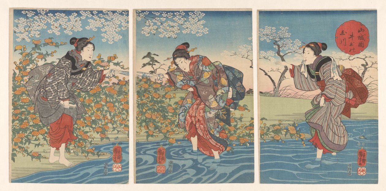 Dede Tamarilier Inde Provincial Yamashiro Yamashiro Country Tamagawa av Utagawa Kuniyoshi