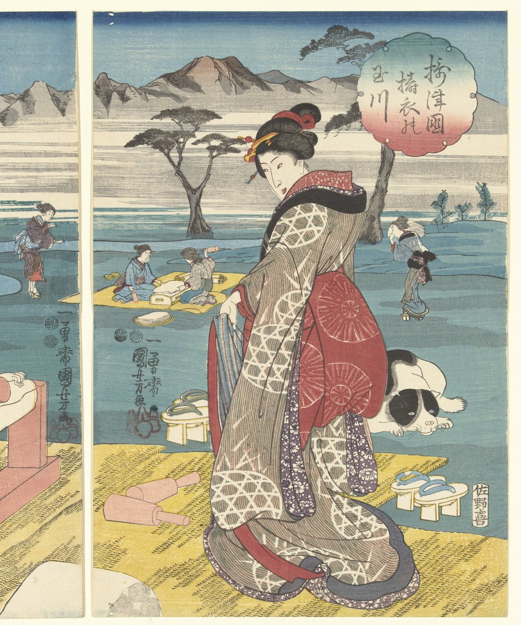 Detoi Tamarier Inde Provincial Set Settsu Kuni no Tamagawa av Utagawa Kuniyoshi