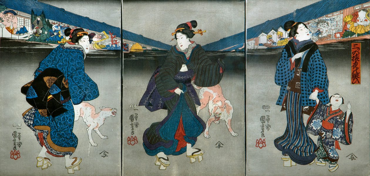 Fes Chibi Wisdom s of Th Ree Monke ys medlem Tee ght (tät monkey night livlig) av Utagawa Kuniyoshi