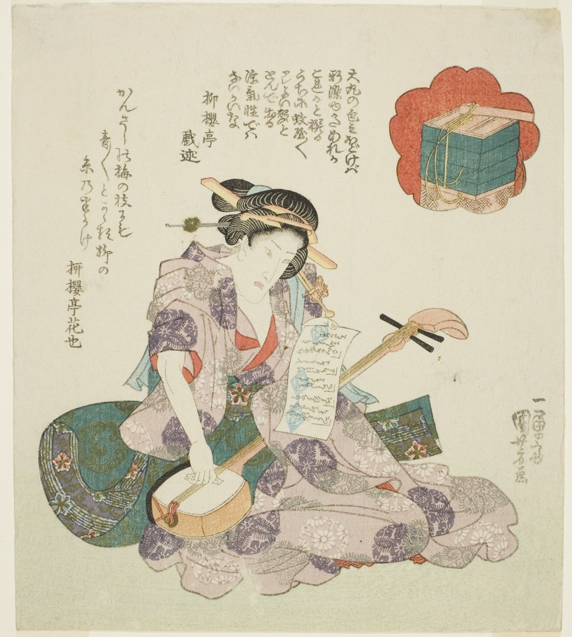 Blommor: Onoe Kikugoro III, från en titellös serie skådespelare som representerar snö, måne och blommor av Utagawa Kuniyoshi