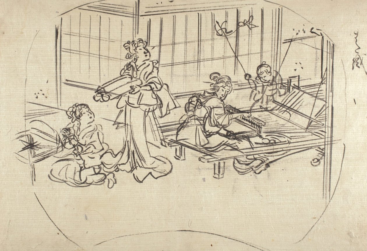 Hataori (vävning på vävstol) av Utagawa Kuniyoshi