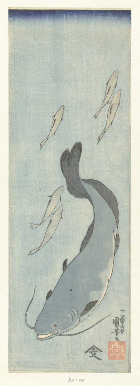 Havskatt och fem öringar av Utagawa Kuniyoshi