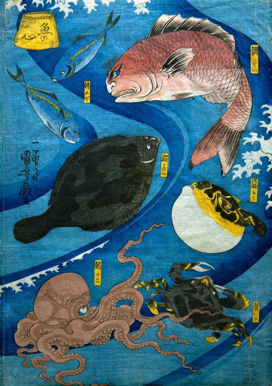 Minds of Fish (Uo no kokoro), c.1842 av Utagawa Kuniyoshi