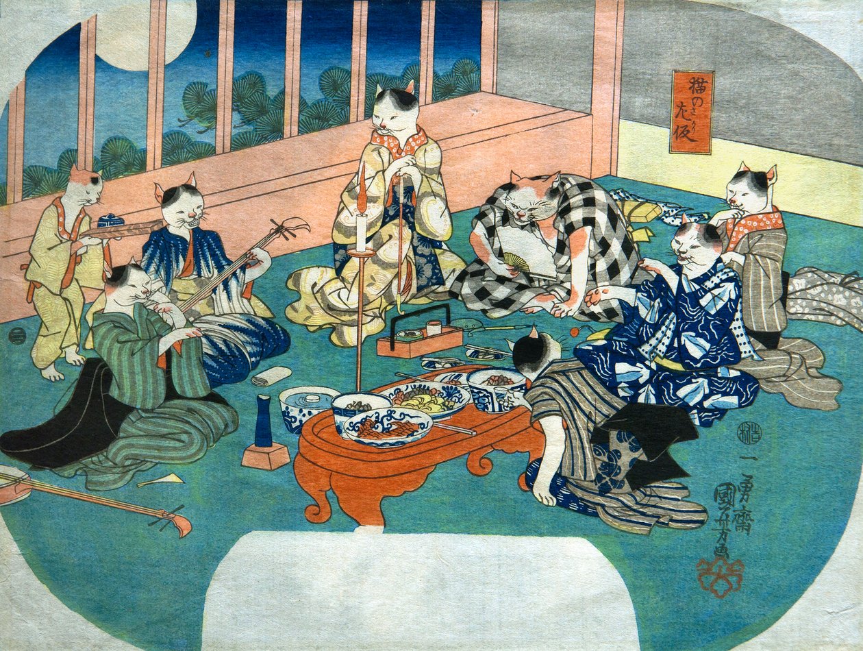 Sheng av katter, ca. 1843 av Utagawa Kuniyoshi
