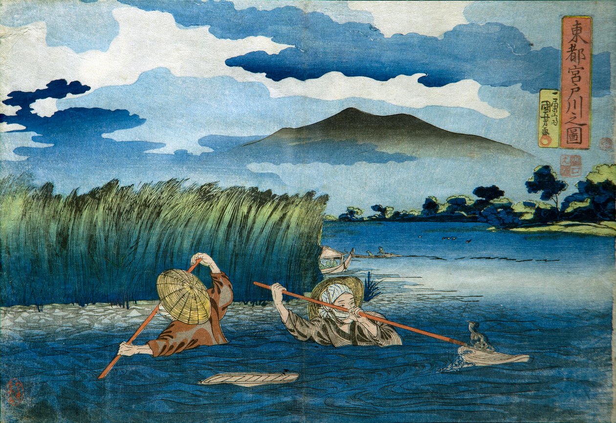 Bild på Miyatofloden av Utagawa Kuniyoshi