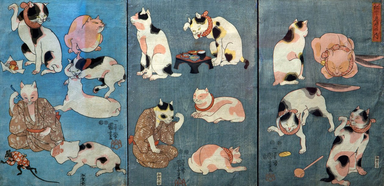 Ordspråk illustrerade av katter (Tatoe zukushi no uchi), c.1852 av Utagawa Kuniyoshi