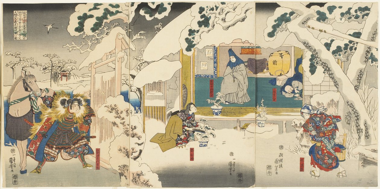 Scen från Hachinoki-berättelsen, 1843-1847 av Utagawa Kuniyoshi