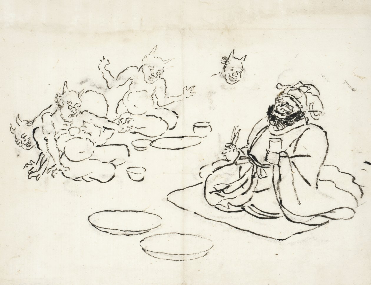 Skiss av demoner som underhåller helvetets kung av Utagawa Kuniyoshi