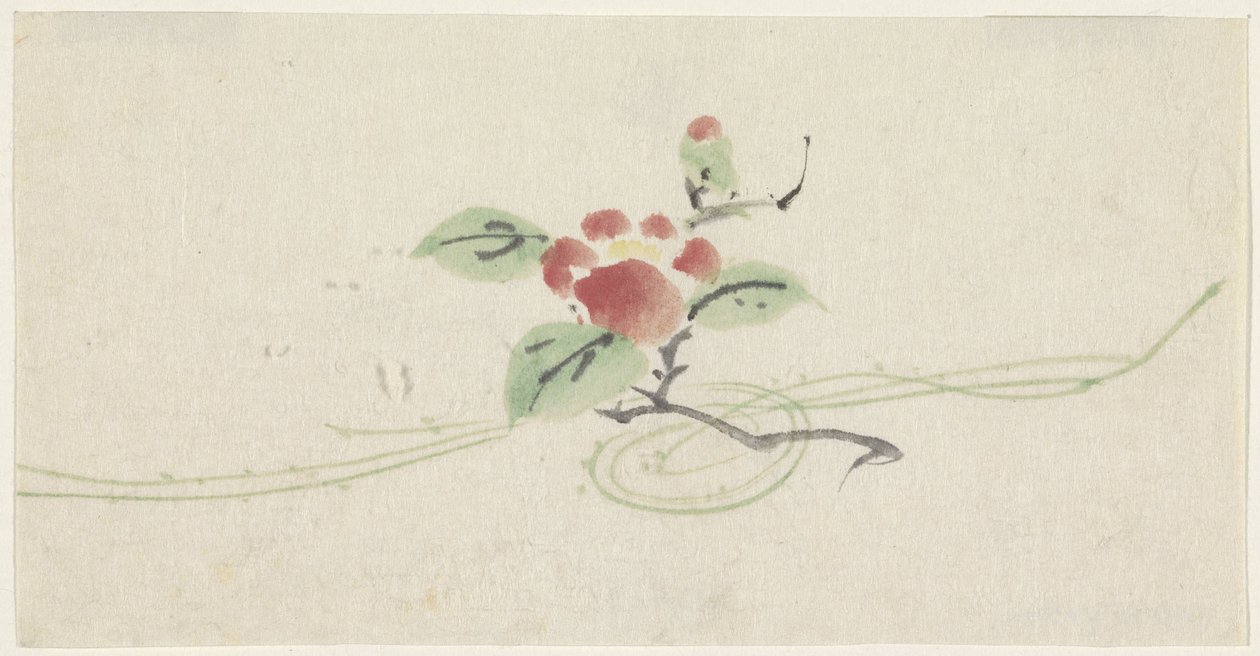 Gren med röd kamelia av Utagawa Kuniyoshi