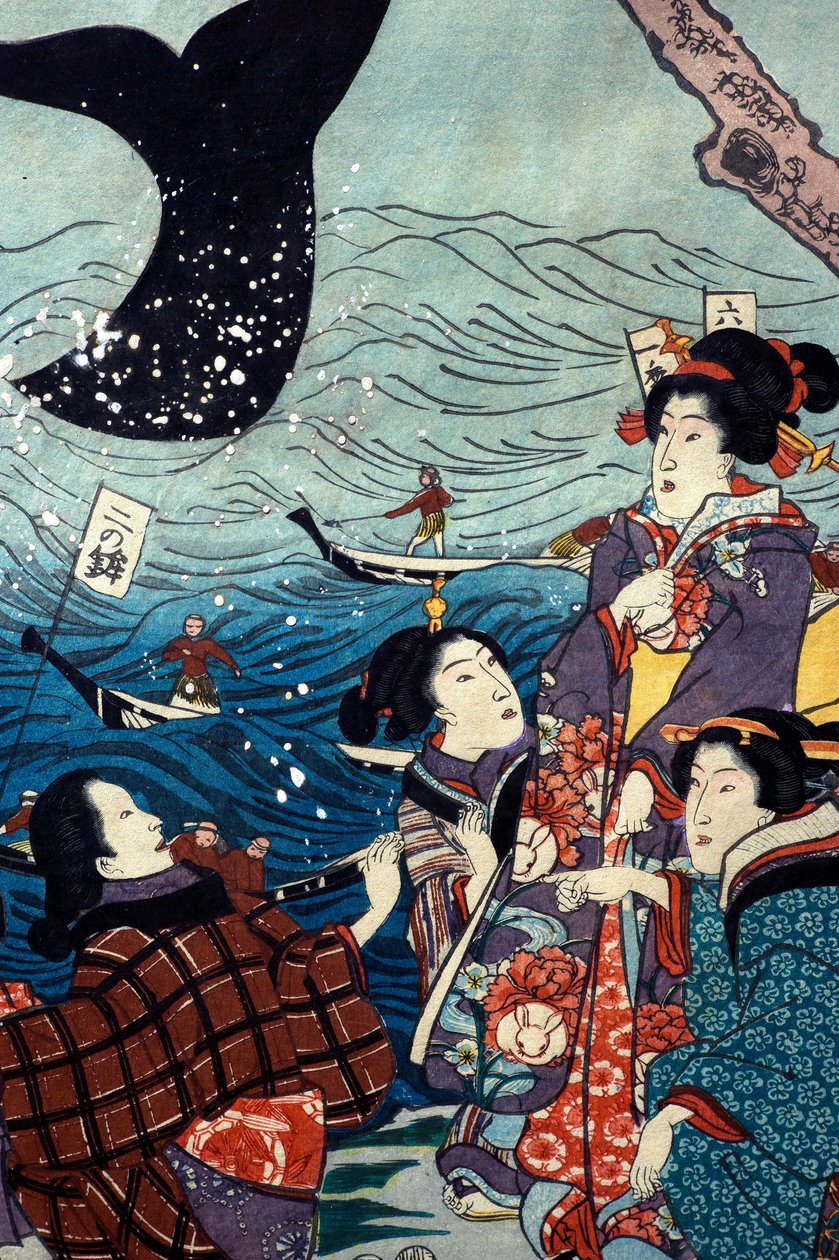 De sju kusternas blomstring med stor fisk (Nana ura tairyō hanjō no zu) av Utagawa Kuniyoshi