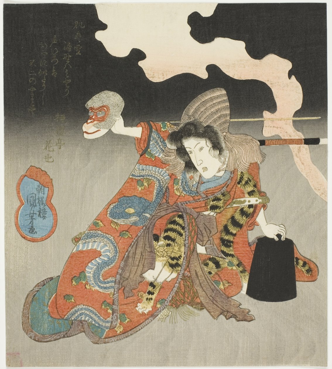 Skådespelaren Iwai Hanshiro VI i en kvinnlig roll av Utagawa Kuniyoshi