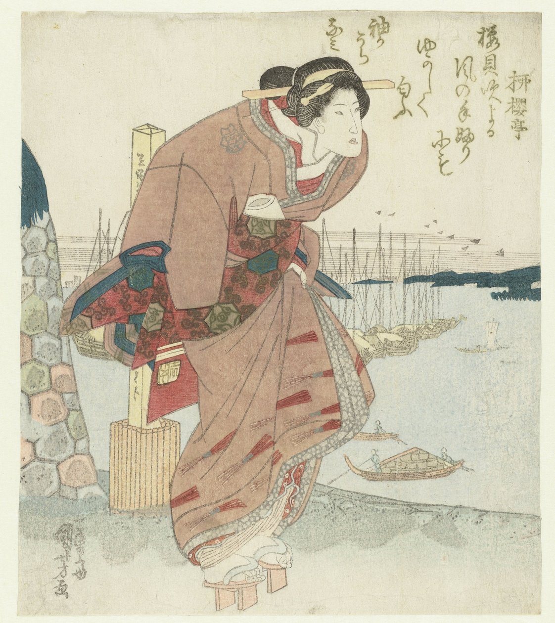 Kvinna vid en hamn av Utagawa Kuniyoshi