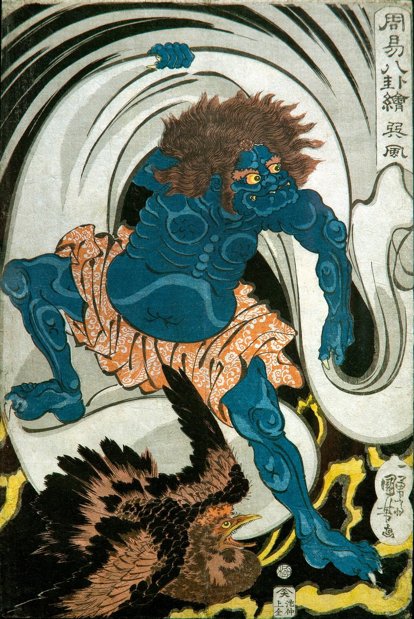 Wind God (Sonpū) Series: Pictures of the Eight Trigrams in Chinese Divination (Shūeki hakke-e), c.1839-41 av Utagawa Kuniyoshi