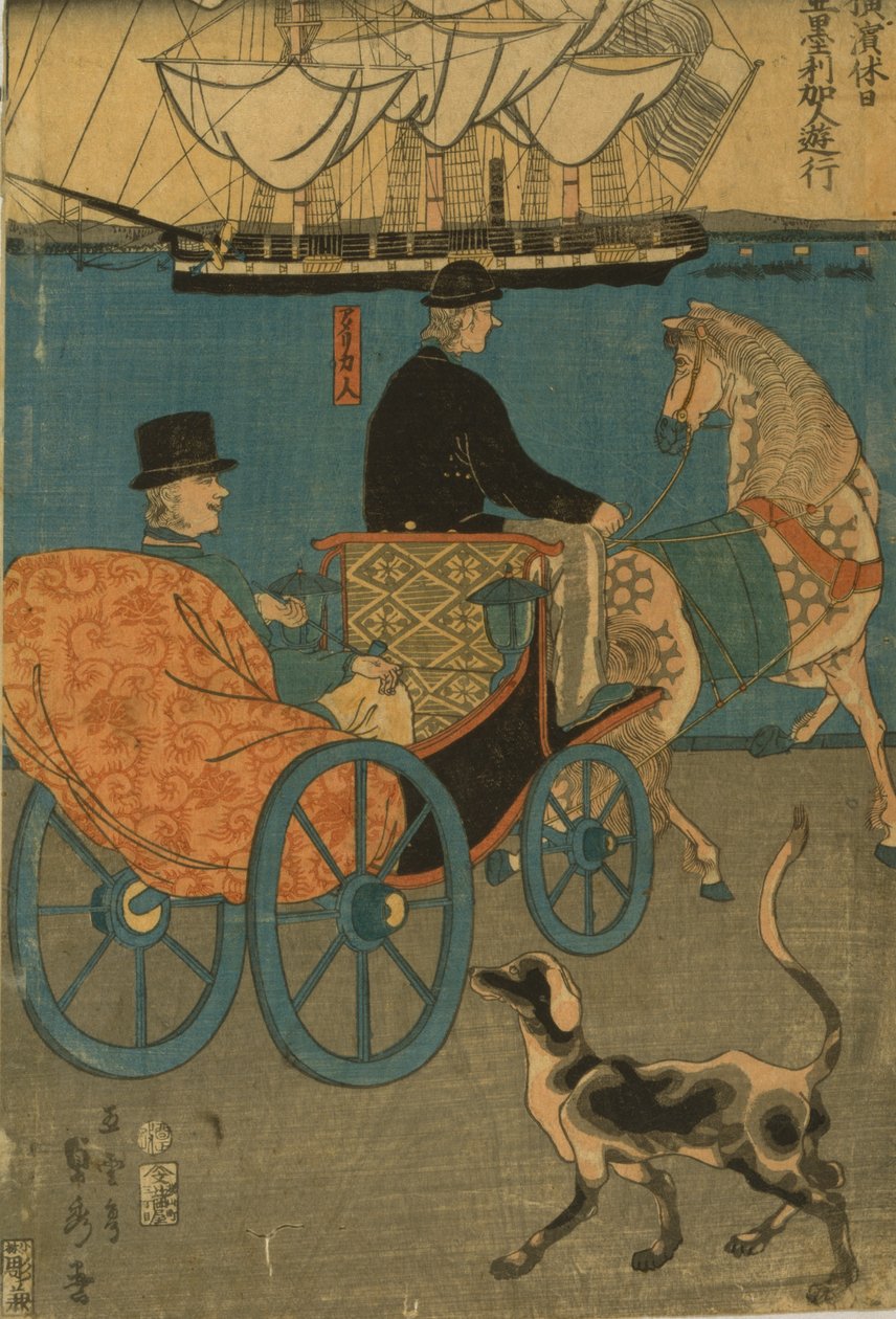 Amerikaner njuter av söndagen i Yokohama, 1861 av Utagawa Sadahide