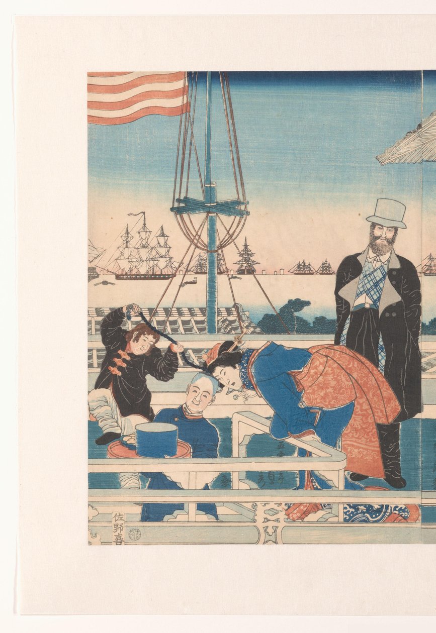 Amerikanskt handelshus i Yokohama av Utagawa Sadahide