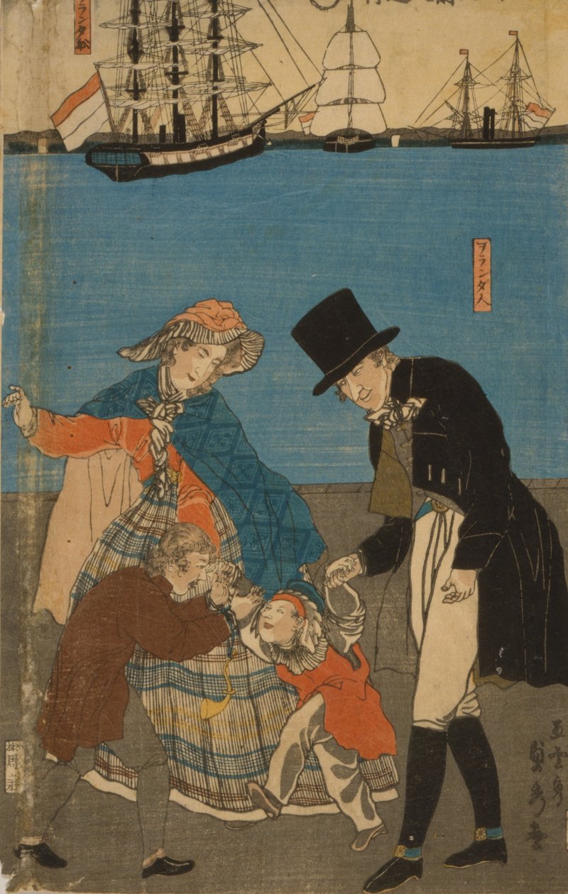 Holländare tar en söndagspromenad i Yokohama, 1871 av Utagawa Sadahide