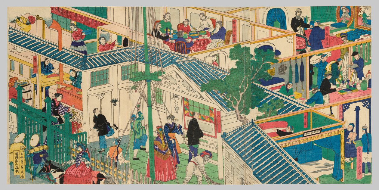 Utländskt köpmanshus av Utagawa Sadahide