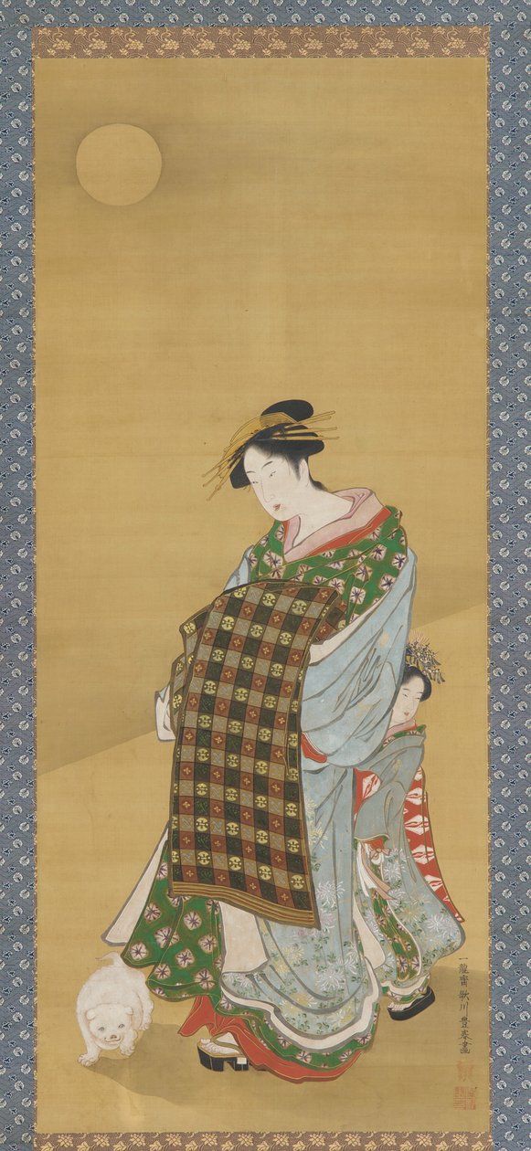 En kurtisan och hennes skötare, 1735-1868. av Utagawa Toyoharu