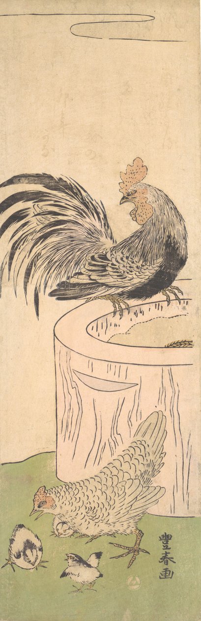 Tupp, höna och kycklingar, ca. 1770. av Utagawa Toyoharu