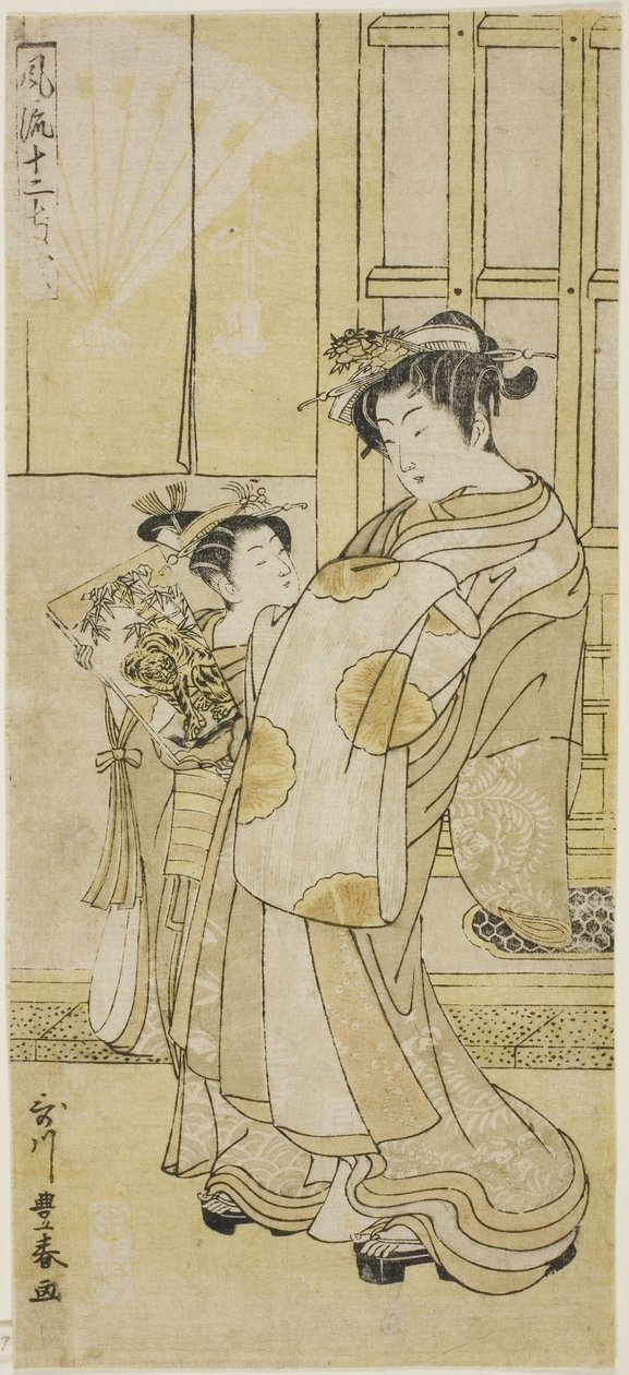 Kurtisan och betjänt av Utagawa Toyoharu