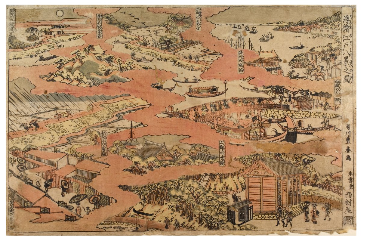 Åtta vyer av Edo, ca 1770-1780 (träblocktryck på papper) av Utagawa Toyoharu
