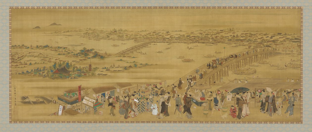 Ryogoku-bron, Edo-perioden, tidigt 1800-tal. av Utagawa Toyoharu