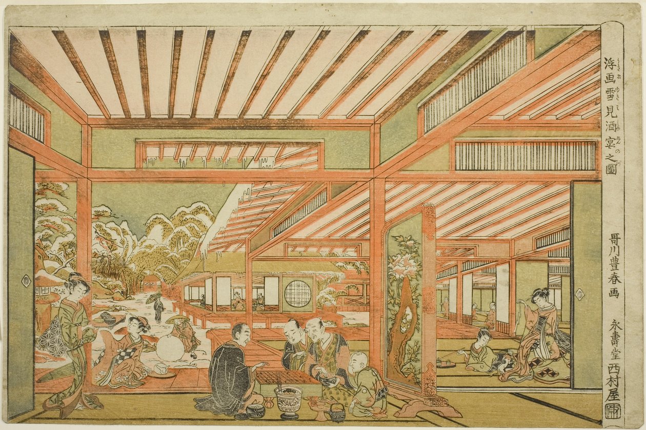 Snöskådningsunderhållning, ca 1771 av Utagawa Toyoharu
