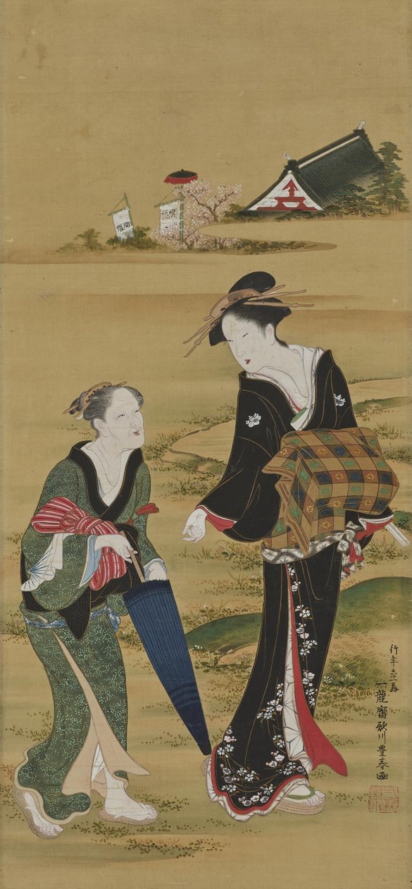 Besök vid Inari-helgedomen av Utagawa Toyoharu