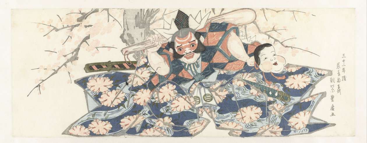 En krigare som håller en mortelstöt av Utagawa Toyohiro