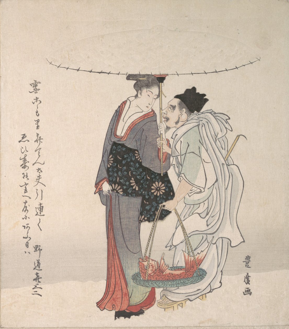 Ebisu och Benten går i snön. av Utagawa Toyohiro